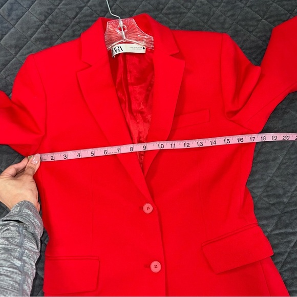 Zara Blazer Women XS Jacket Red Coat Mid Length C3 - Picture 5 of 5